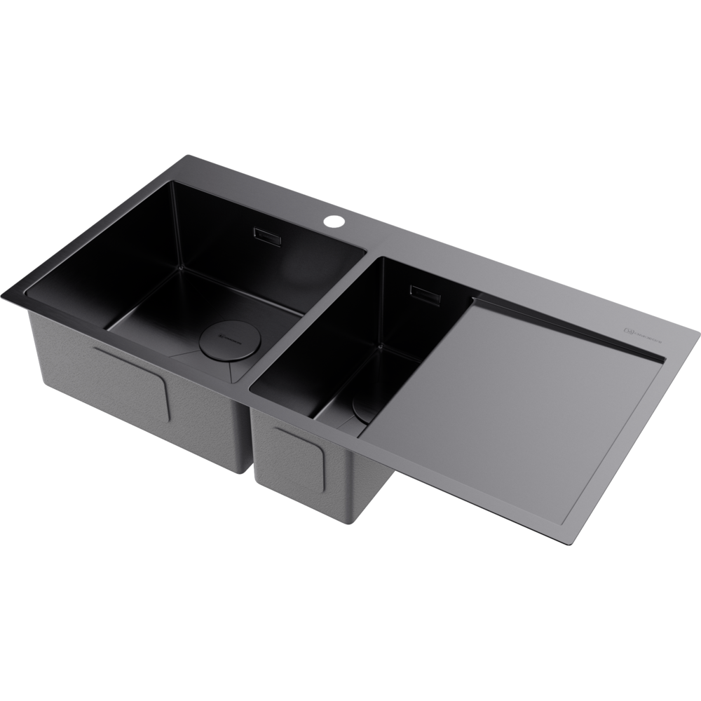 Мойка кухонная Omoikiri Akisame 100 левая Вороненая сталь 4973103 — изображение 2